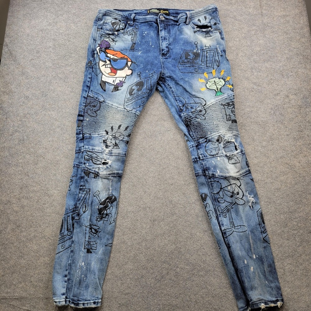 DeKryptic Dexter's‎ Laboratory Jeans Mens 42x34 Blue Slim Skinny Denim Pants